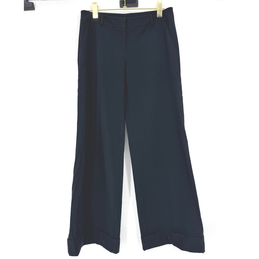 New York & Company Stretch Black Wide Leg Cuffed‎ Dress Pants Size 4 Average
